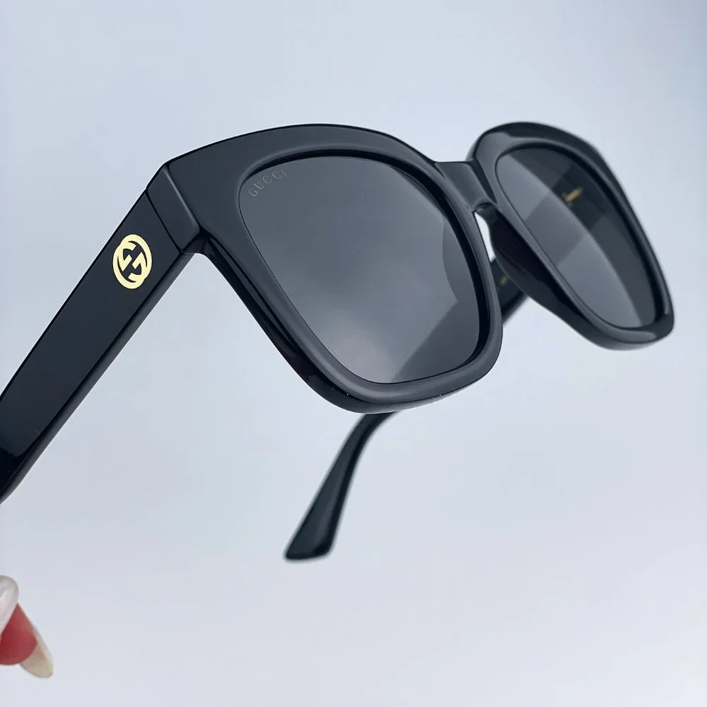 Gucci GG1338S 001 Sunglasses Black Green Grey Square Women